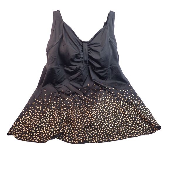 Swimsuits For All Retro Swim Dress Women's Plus Size 26 Black Gold Foil Flowy - Picture 1 of 10